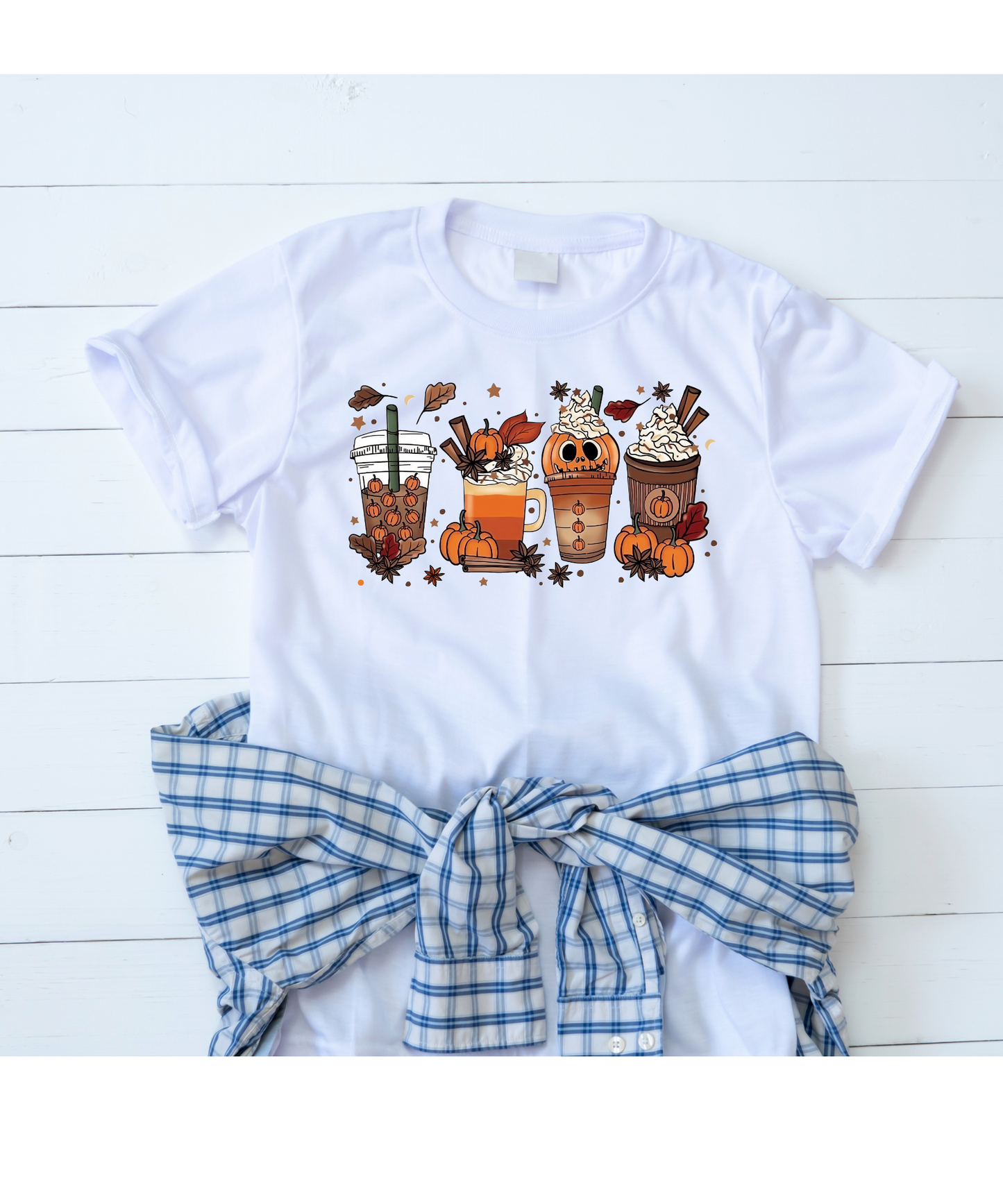Fall Coffee Pumpkin Adult T-shirt