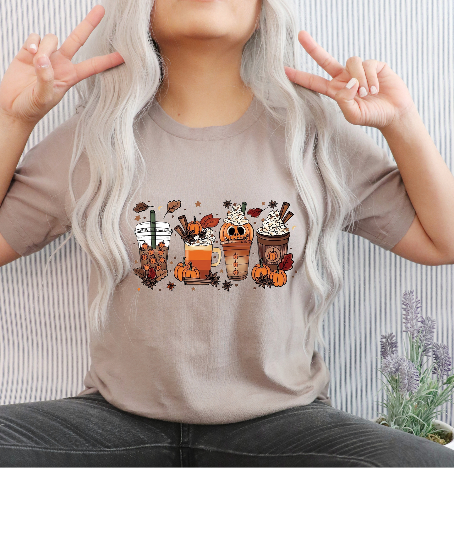 Fall Coffee Pumpkin Adult T-shirt
