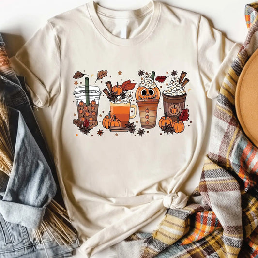Fall Coffee Pumpkin Adult T-shirt