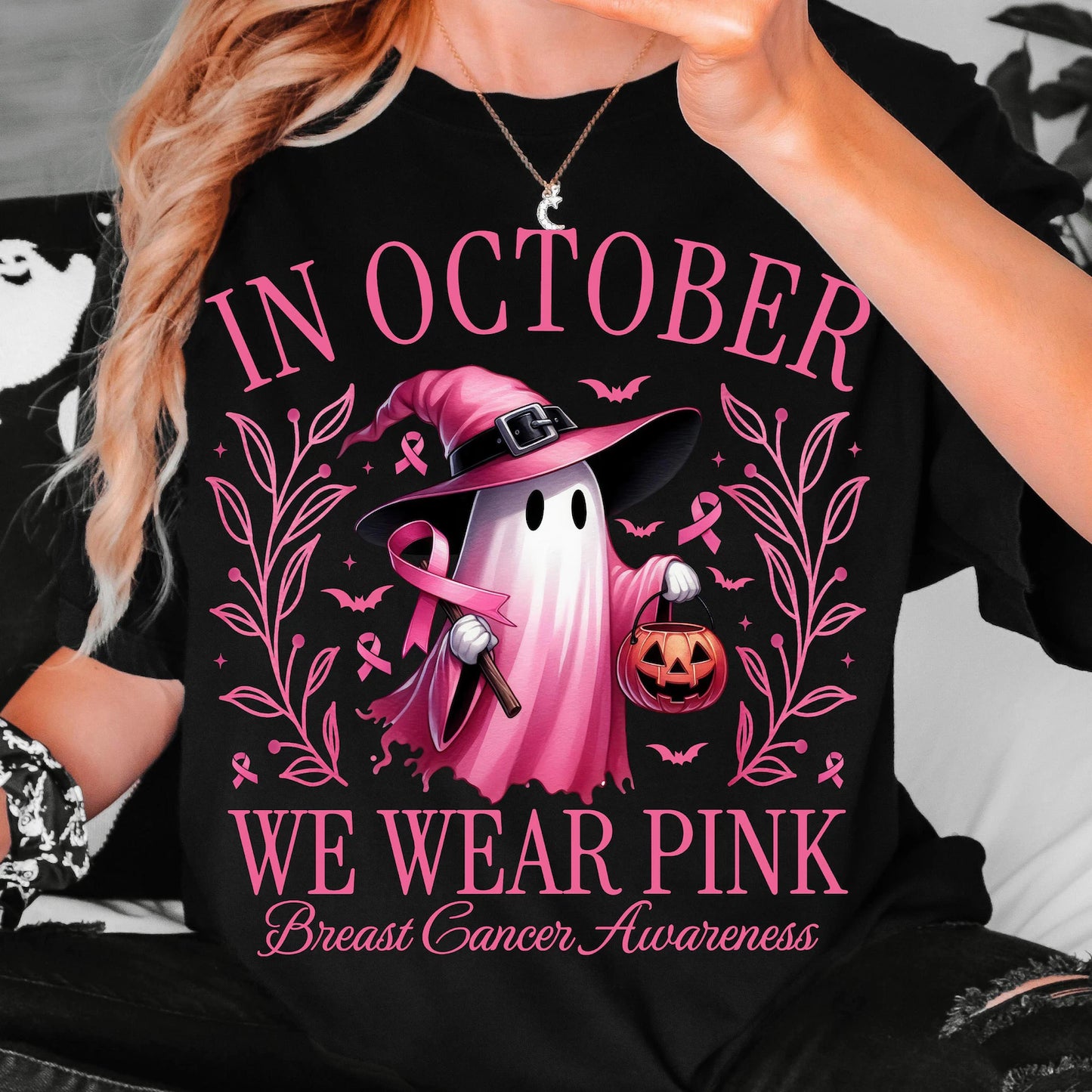 In October We Wear PINK Ghost T-shirt