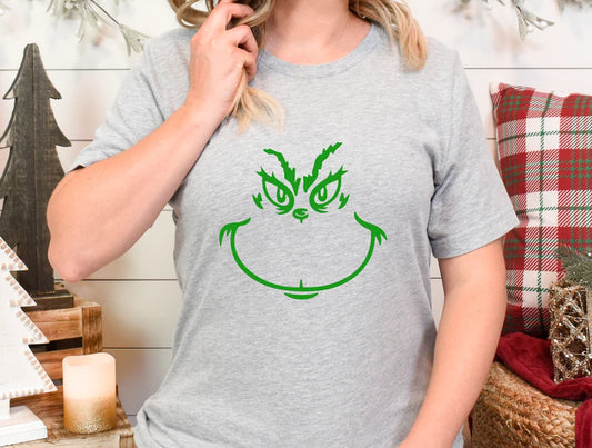 Grinch Green Silhouette Face T-Shirt